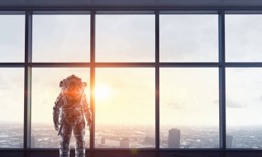 Uzay giysisi tasarım. Karışık teknik