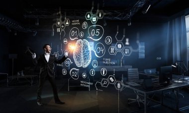 Geç geceye kadar çalışma. Karışık teknik