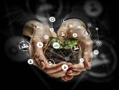 Sosyal etkileşim kavramı. 3D render. Karışık teknik