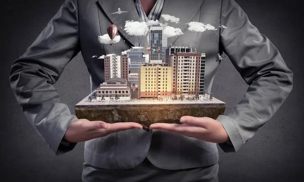 Kentsel inşaat projesi. Karma ortam. Karışık teknik