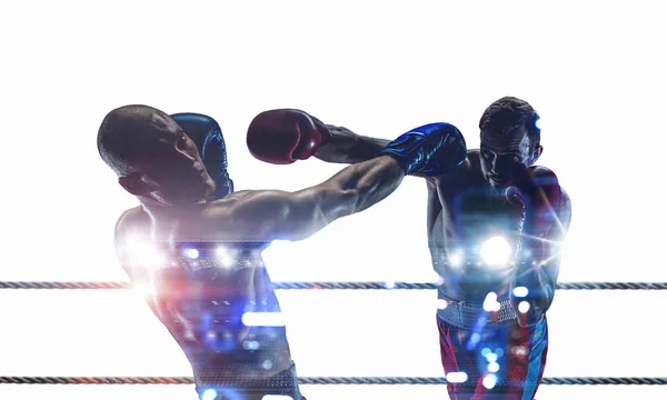 Boxing sport concept. Mixed media . Mixed media — Stock Photo, Image