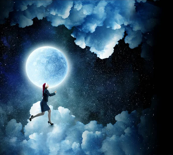 Noel hediye almak. Karışık teknik