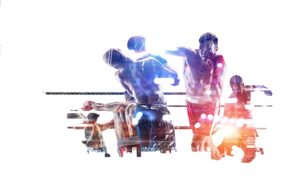 Concepto de boxeo deportivo. Medios mixtos — Foto de Stock