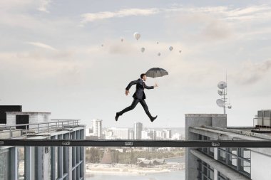 Korkusuz işadamı üstesinden zorluk. Karışık teknik