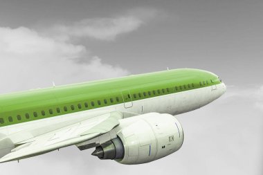 Uçak gökyüzünde. Karışık teknik