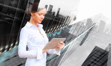 Zarif kadın kullanım tablet. Karışık teknik