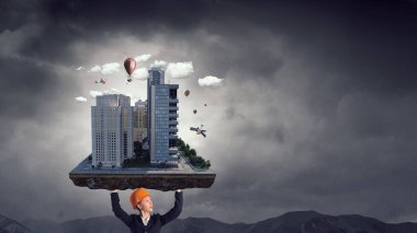 Ağır inşaat kavramı. Karışık teknik