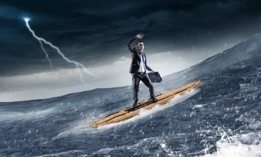 Sörf büyük dalgalar. Karışık teknik