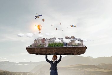 Ağır inşaat kavramı. Karışık teknik