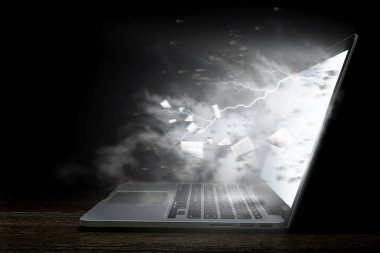 Parlayan dizüstü bilgisayar aygıt. Karışık teknik