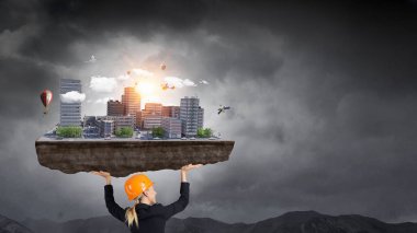 Ağır inşaat kavramı. Karışık teknik