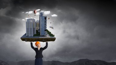 Ağır inşaat kavramı. Karışık teknik