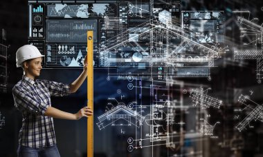 Önlemler alan Oluşturucusu kadın. Karışık teknik