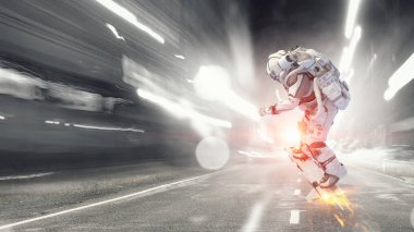 Yönetim Kurulu uçan üzerinde uzay adamı. Karışık teknik