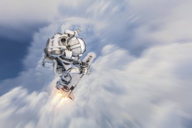 Yönetim Kurulu uçan üzerinde uzay adamı. Karışık teknik