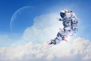 Yönetim Kurulu uçan üzerinde uzay adamı. Karışık teknik