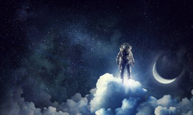 Astronot Gezgini'nde gökyüzü. Karışık teknik
