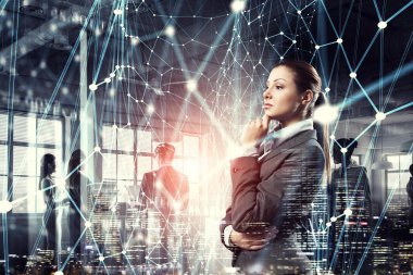 Yenilikçi teknolojileri ilerleme simgesi olarak. Karışık teknik