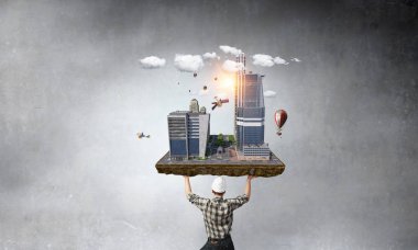 Ağır inşaat kavramı. Karışık teknik