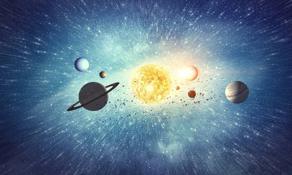 Планеты Солнечной системы. Смешанные медиа — стоковое фото