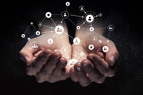 Концепция социального взаимодействия. 3D рендеринг
