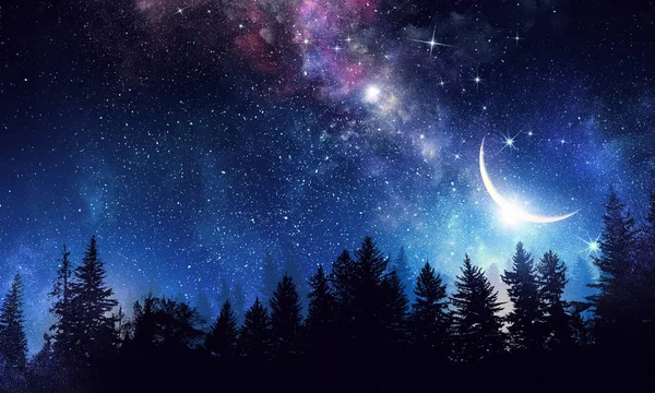 Sternenklarer Nachthimmel. Gemischte Medien — Stockfoto