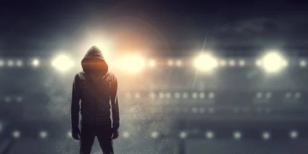 Silhouette of man in hoody — Stock Photo, Image