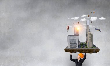 Ağır inşaat kavramı. Karışık teknik