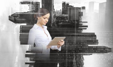 Zarif kadın kullanım tablet. Karışık teknik