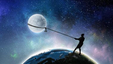 Kadın alıcı ay. Karışık teknik