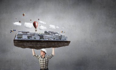 Ağır inşaat kavramı. Karışık teknik