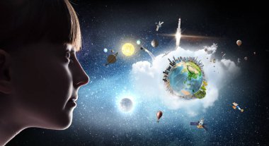 Bu büyük dünya keşfetmek. Karışık teknik