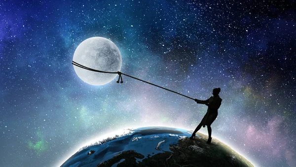 Kadın alıcı ay. Karışık teknik