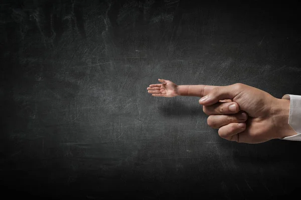 Groet gebaar op wijsvinger . — Stockfoto