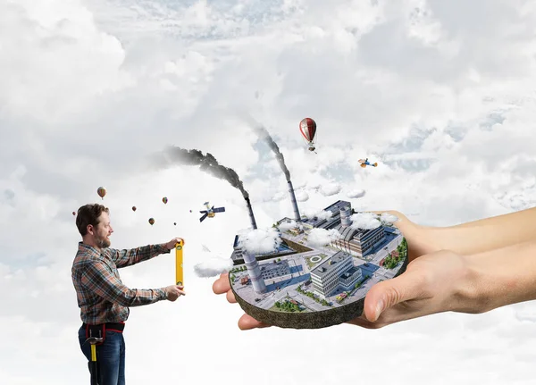 Onun yeni geliştirme projesi. Karışık teknik