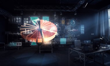 İnfographs medya paneli. Karışık teknik