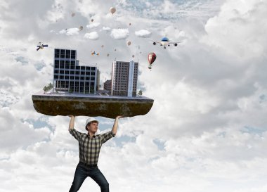 Ağır inşaat kavramı. Karışık teknik