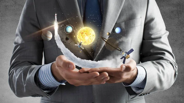 Solar system in hands — Stock Photo, Image