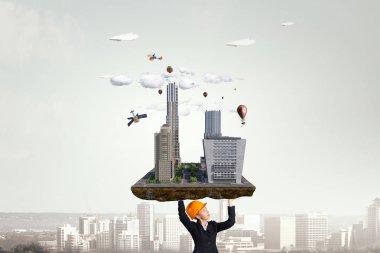 Ağır inşaat kavramı. Karışık teknik