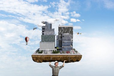 Ağır inşaat kavramı. Karışık teknik