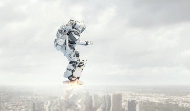 Yönetim Kurulu uçan üzerinde uzay adamı. Karışık teknik