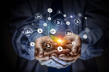 Sosyal etkileşim kavramı. 3D render