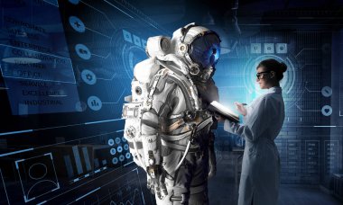 Uzay giysisi tasarım. Karışık teknik