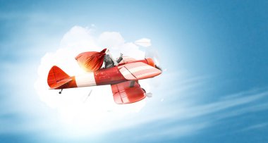 Santa hediyeler teslim için aceleyle. Karışık teknik