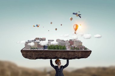 Ağır inşaat kavramı. Karışık teknik