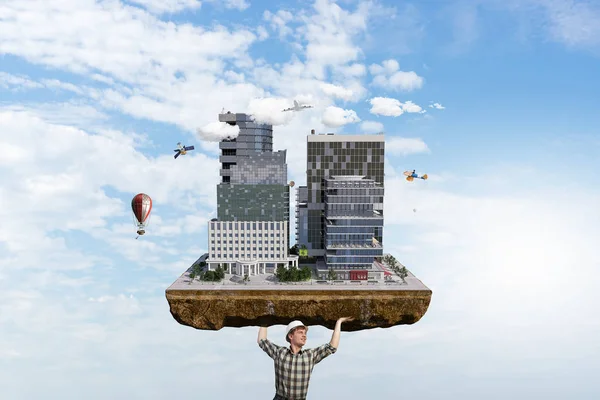 Ağır inşaat kavramı. Karışık teknik