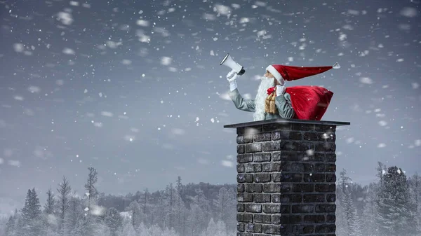 Noel Baba geliyor. Karışık teknik