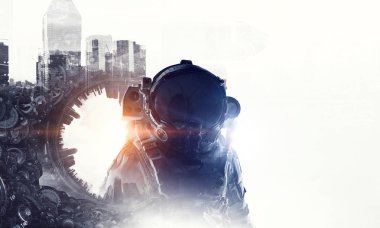 Astronot fantezi dünyasında. Karışık teknik