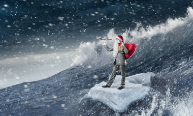 Seyir için yol Noel Baba. Karışık teknik