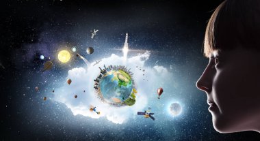 Bu büyük dünya keşfetmek. Karışık teknik